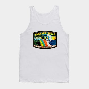 Niagara Falls New York Ontario Canada USA Border Waterfall At Night Tank Top